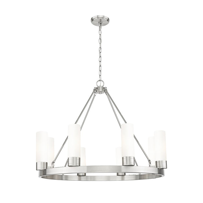 Innovations Boreas 6Lt 36" Chandelier 8" Shade, SN/White - 617-8CR-SN-G617-8WH