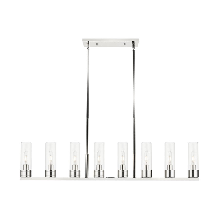 Innovations Boreas 6Lt 48" Stem Island, 8" Shade, PN/Clear - 617-8I-PN-G617-8CL