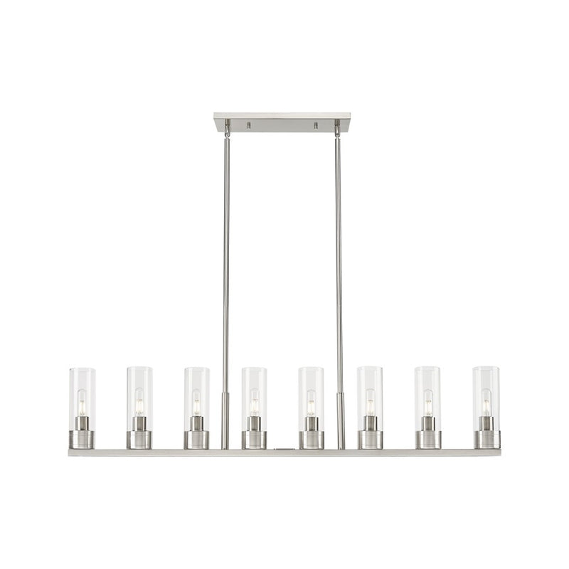 Innovations Boreas 6Lt 48" Stem Island, 8" Shade, SN/Clear - 617-8I-SN-G617-8CL