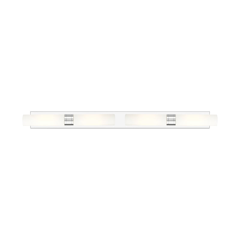 Innovations Boreas 51in 4-Light Bath Vanity Light | Contemporary Art Deco Polished Chrome and White Frosted Glass | Bathroom | Model 617L-4W-PC-G617-11WH