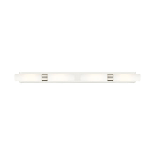 Innovations Boreas 51in 4-Light Bath Vanity Light | Contemporary Art Deco Satin Nickel and White Frosted Glass | Bathroom | Model 617L-4W-SN-G617-11WH