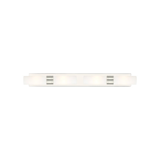 Innovations Boreas 39in 4-Light Bath Vanity Light | Contemporary Art Deco Polished Nickel and White Frosted Glass | Bathroom | Model 617S-4W-PN-G617-8WH