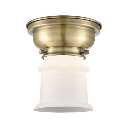 Innovations Canton 6in 1-Light Flush Mount | Industrial Antique Brass and Matte White Frosted Glass | Hallway & Entryway | 5.25 x | Model 623-1F-AB-G181S
