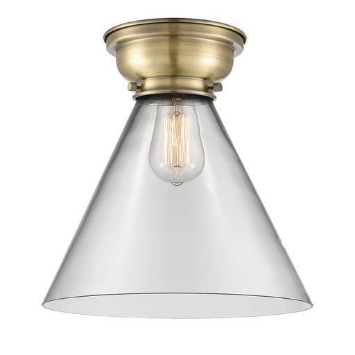 Innovations Cone 1 Light Flush Mount, Antique Brass/Clear - 623-1F-AB-G42-L