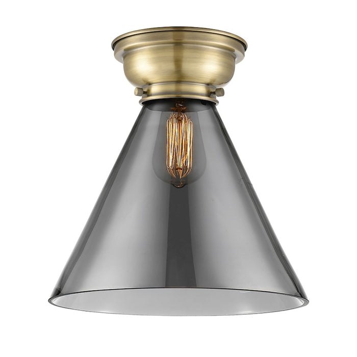 Innovations Cone 1 Light Flush Mount, Brass/Plated Smoke - 623-1F-AB-G43-L