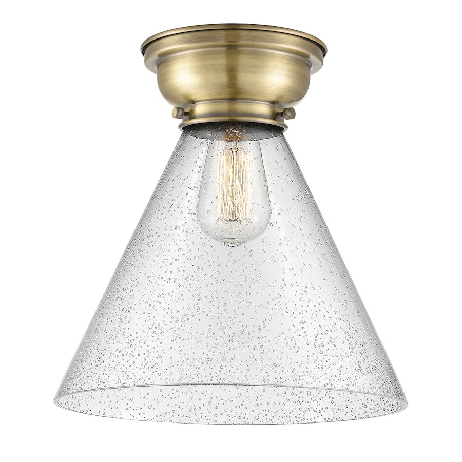 Innovations Cone 1 Light Flush Mount, Antique Brass/Seedy - 623-1F-AB-G44-L