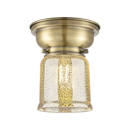 Innovations Bell 5in 1-Light Flush Mount | Traditional Farmhouse Antique Brass and Silver Plated Mercury Glass | Hallway & | Model 623-1F-AB-G58-LED