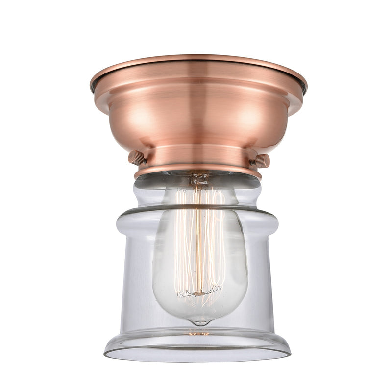 Innovations Canton 6in 1-Light Flush Mount | Industrial Farmhouse Antique Copper Steel and Clear Glass | Bathroom & Hallway | 5.25 | Model 623-1F-AC-G182S