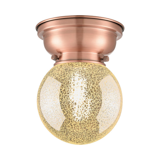 Innovations Beacon 6in 1-Light Flush Mount | Industrial Antique Copper Steel and Mercury Seeded Glass | Hallway & Bathroom | 6 x | Model 623-1F-AC-G208-6