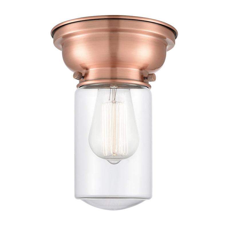 Innovations 312 Dover 1 Light Flush Mount, Antique Copper/Clear