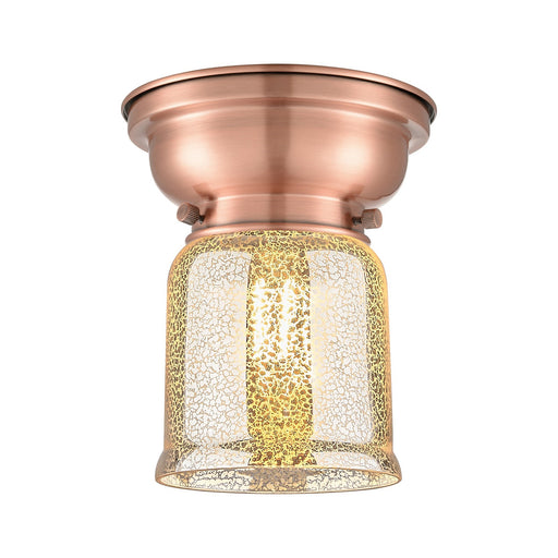 Innovations Bell 5in 1-Light Flush Mount | Traditional Farmhouse Antique Copper and Silver Plated Mercury Glass | Entryway & Hallway | Model 623-1F-AC-G58