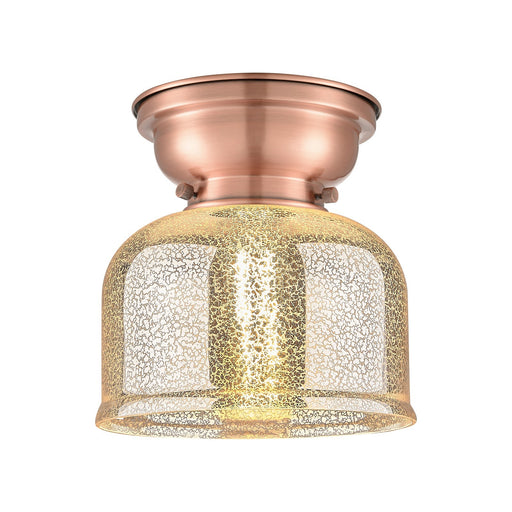 Innovations Bell 8in 1-Light Flush Mount | Traditional Antique Copper Steel and Silver Plated Mercury Glass | Hallway & Bathroom | Model 623-1F-AC-G78
