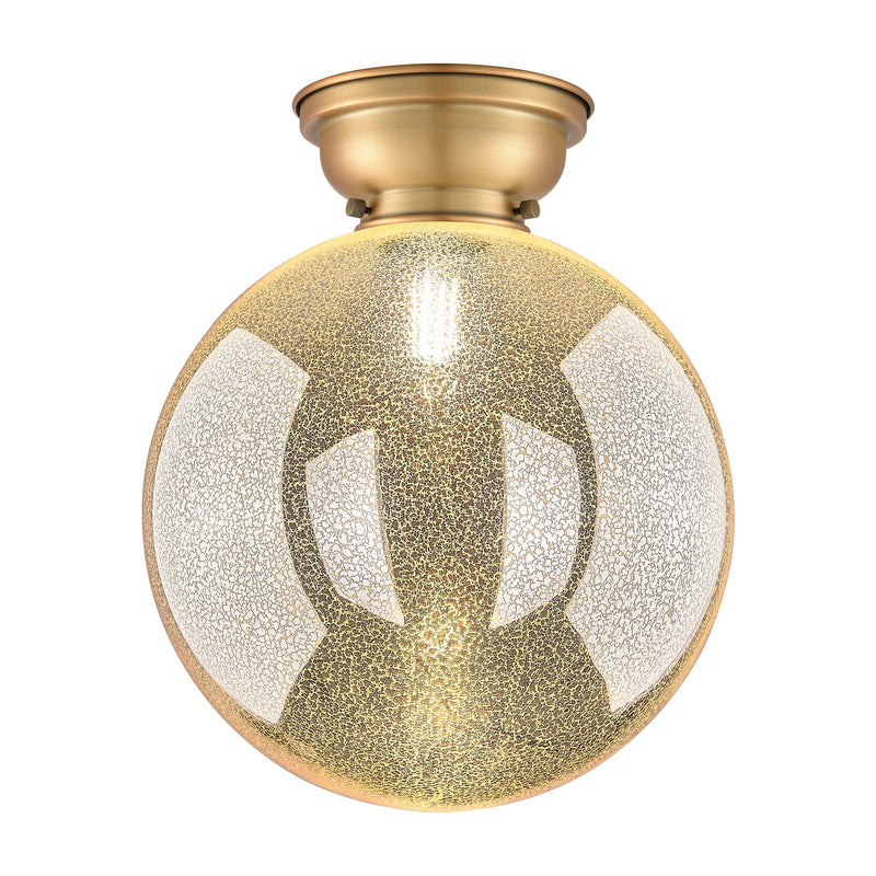 Innovations Beacon 12in 1-Light Flush Mount | Industrial Brushed Brass and Mercury Seeded Glass | Entryway & Hallway Ceiling | Model 623-1F-BB-G208-12