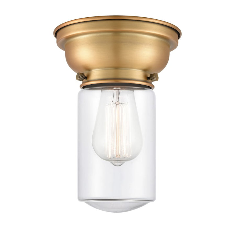 Innovations 312 Dover 1 Light Flush Mount, Brushed Brass/Clear