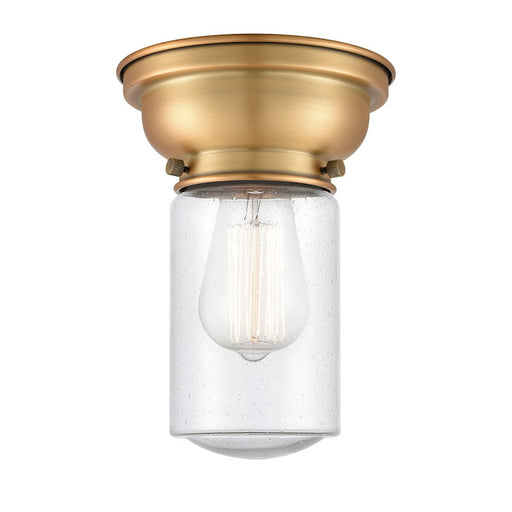 Innovations 314 Dover 1 Light Flush Mount, Brushed Brass/Seedy