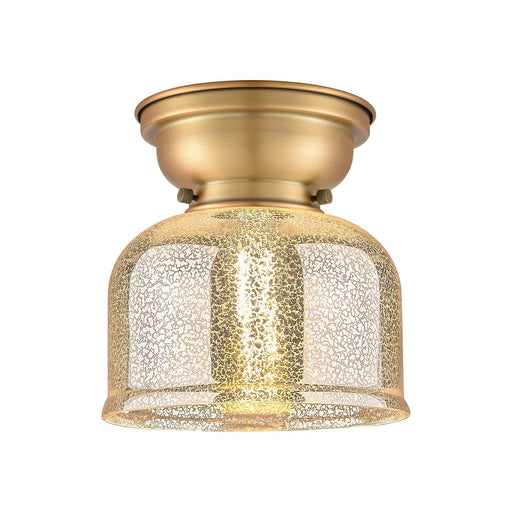 Innovations Bell 8in 1-Light Flush Mount | Traditional Brushed Brass and Silver Plated Mercury Glass | Hallway & Bathroom | 7.75 x 8 | Model 623-1F-BB-G78