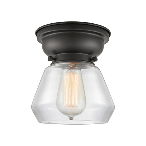 Innovations Fulton 7in 1-Light Flush Mount | Industrial Farmhouse Matte Black Steel and Clear Glass | Hallway & Bedroom | 7 x | Model 623-1F-BK-G172-LED