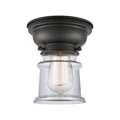 Innovations Canton 6in 1-Light Flush Mount | Industrial Matte Black Steel and Clear Glass | Hallway & Bathroom | 5.25 x 5.25 x | Model 623-1F-BK-G182S
