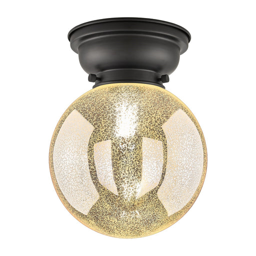 Innovations Beacon 8in 1-Light Flush Mount | Industrial Matte Black Steel and Mercury Seeded Glass | Bedroom & Hallway Ceiling | Model 623-1F-BK-G208-8