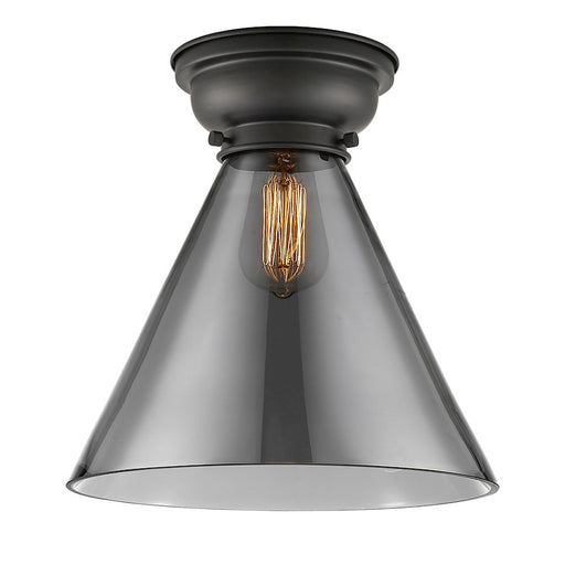 Innovations Cone 1 Light Flush Mount, Matte Black/Plated Smoke - 623-1F-BK-G43-L