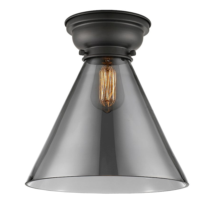 Innovations Cone 1 Light Flush Mount, Matte Black/Plated Smoke - 623-1F-BK-G43-L