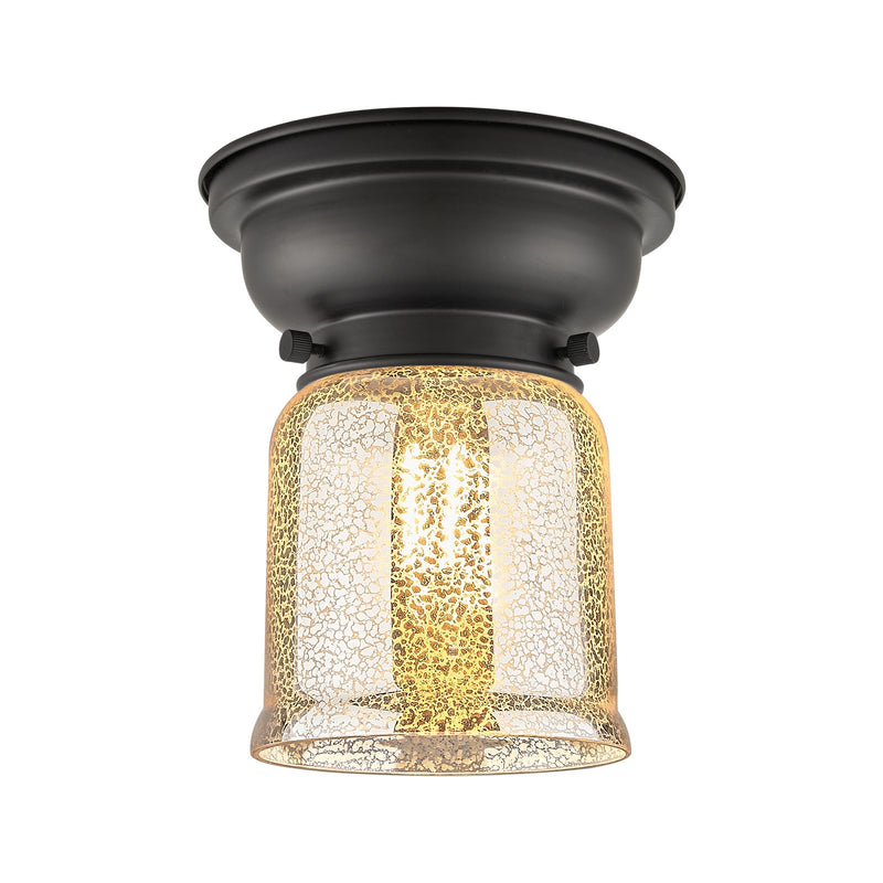 Innovations Bell 5in 1-Light Flush Mount | Traditional Farmhouse Matte Black Steel and Silver Plated Mercury Glass | Bedroom & | Model 623-1F-BK-G58