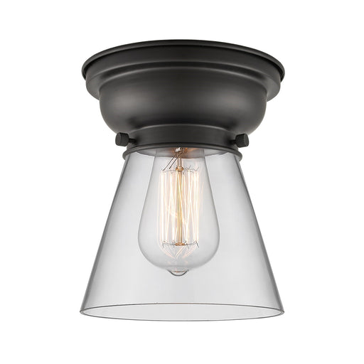 Innovations Cone 6.25in 1-Light Flush Mount | Industrial Matte Black Steel and Clear Glass | Bedroom & Hallway | 6.25 x 6.25 x | Model 623-1F-BK-G62-LED