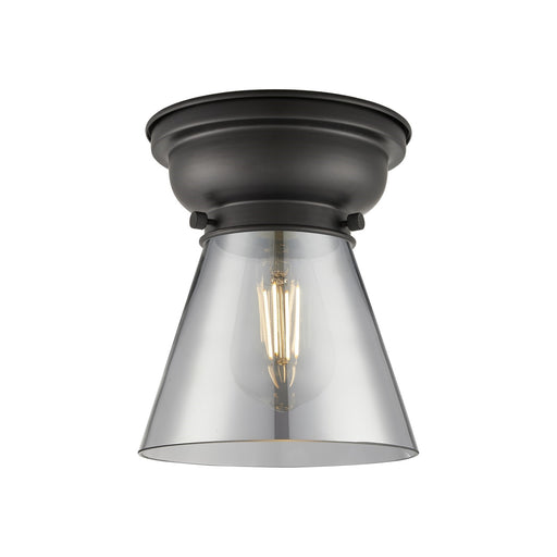 Innovations Cone 6.25in 1-Light Flush Mount | Industrial Matte Black Steel and Light Smoke Glass | Bedroom & Hallway | 6.25 x | Model 623-1F-BK-G63-LED