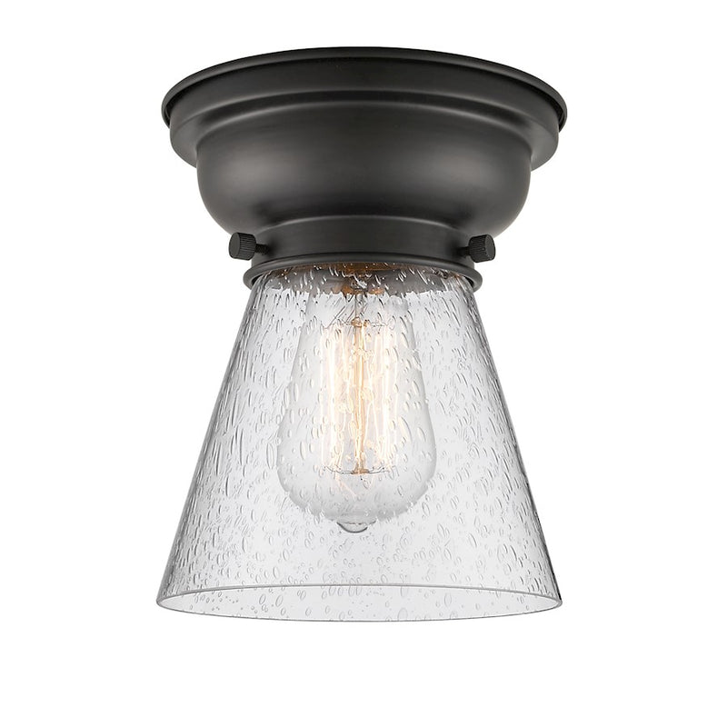Innovations 64 Small Cone 1 Light Flush Mount, Matte Black/Seedy
