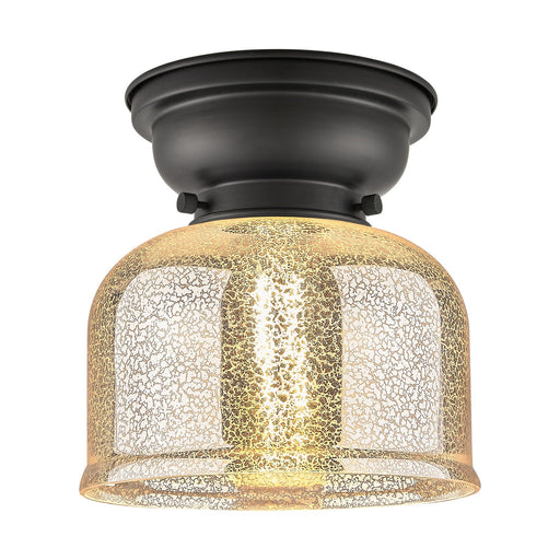 Innovations Bell 8in 1-Light Flush Mount | Traditional Farmhouse Matte Black Steel and Silver Plated Mercury Glass | Entryway & | Model 623-1F-BK-G78