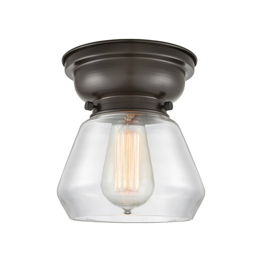 Innovations Fulton 7in 1-Light Flush Mount | Industrial Oil Rubbed Bronze Steel and Clear Glass | Hallway & Entryway | 7 x 7 x | Model 623-1F-OB-G172-LED