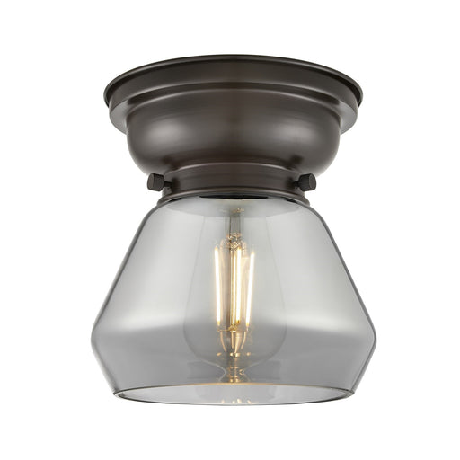 Innovations Fulton 7in 1-Light Flush Mount | Industrial Oil Rubbed Bronze Steel and Light Smoke Glass | Hallway & Bathroom | Model 623-1F-OB-G173-LED