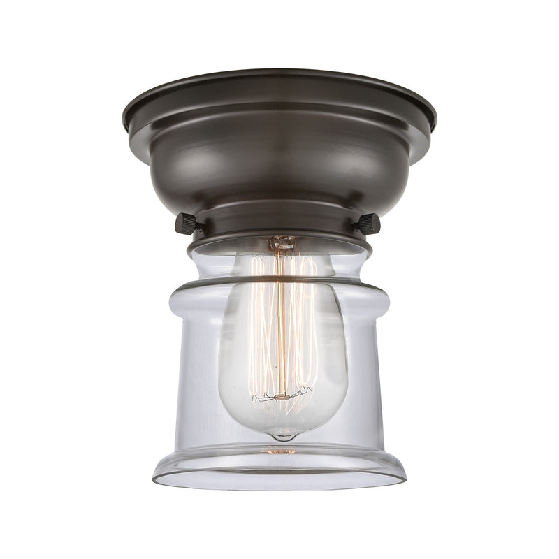 Innovations Canton 6in 1-Light Flush Mount | Industrial Oil Rubbed Bronze and Clear Glass | Hallway & Entryway | 5.25 x 5.25 x | Model 623-1F-OB-G182S