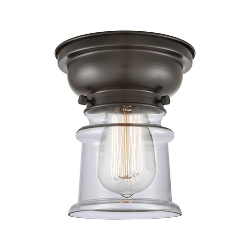 Innovations Canton 6in 1-Light Flush Mount | Industrial Oil Rubbed Bronze and Clear Glass | Hallway & Entryway | 5.25 x 5.25 x | Model 623-1F-OB-G182S