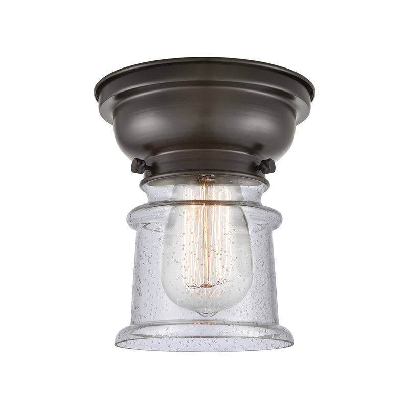 Innovations Canton 6in 1-Light Flush Mount | Industrial Oil Rubbed Bronze Steel and Seedy Glass | Hallway & Entryway | 5.25 x | Model 623-1F-OB-G184S-LED