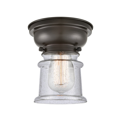Innovations Canton 6in 1-Light Flush Mount | Industrial Oil Rubbed Bronze Steel and Seedy Glass | Hallway & Entryway | 5.25 x | Model 623-1F-OB-G184S-LED