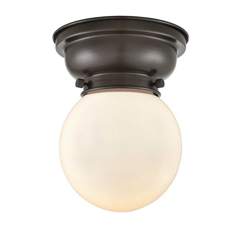 Innovations Beacon 1 Light Flush Mount, Bronze/Matte White - 623-1F-OB-G201-6