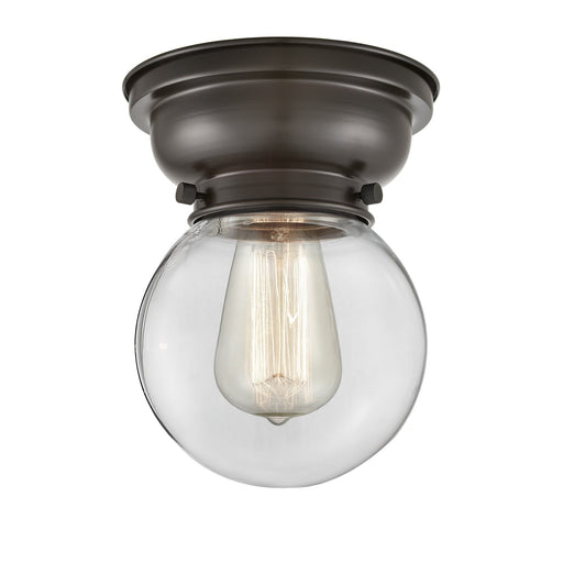 Innovations Beacon 6in 1-Light Flush Mount | Industrial Oil Rubbed Bronze Steel and Clear Glass | Hallway & Entryway | 6 x 6 | Model 623-1F-OB-G202-6-LED