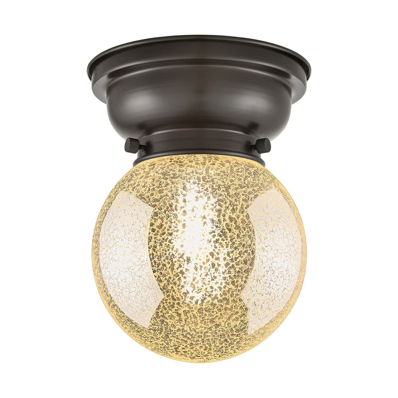 Innovations Beacon 6in 1-Light Flush Mount | Industrial Oil Rubbed Bronze Steel and Mercury Seeded Glass | Hallway & Bathroom | 6 | Model 623-1F-OB-G208-6