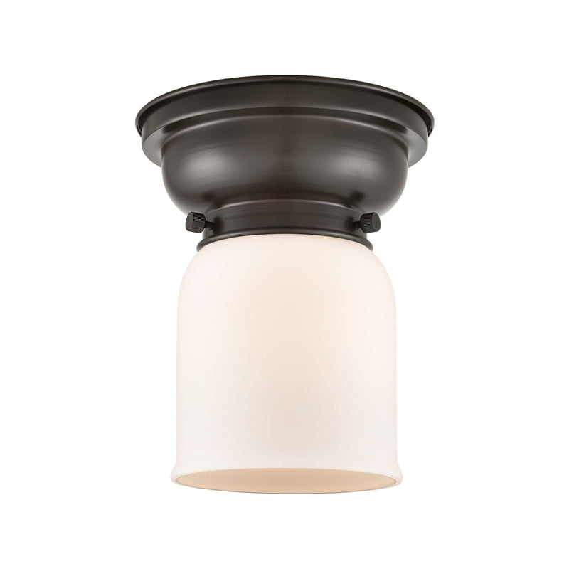 Innovations Bell 5in 1-Light Flush Mount | Industrial Oil Rubbed Bronze Steel and Matte White Frosted Glass | Hallway & Entryway | 5 | Model 623-1F-OB-G51