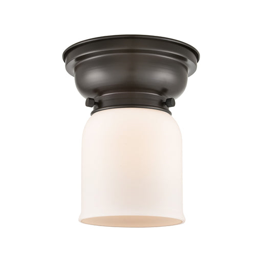Innovations Bell 5in 1-Light Flush Mount | Industrial Oil Rubbed Bronze Steel and Matte White Frosted Glass | Hallway & Entryway | 5 | Model 623-1F-OB-G51