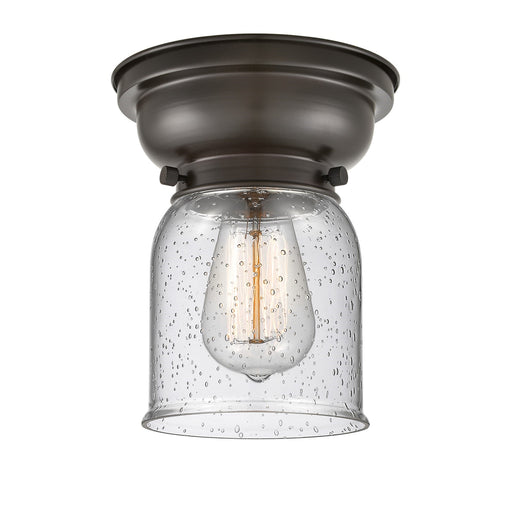 Innovations Bell 5in 1-Light Flush Mount | Industrial Oil Rubbed Bronze Steel and Seedy Glass | Hallway & Entryway Closet | 5 x 8 in | Model 623-1F-OB-G54