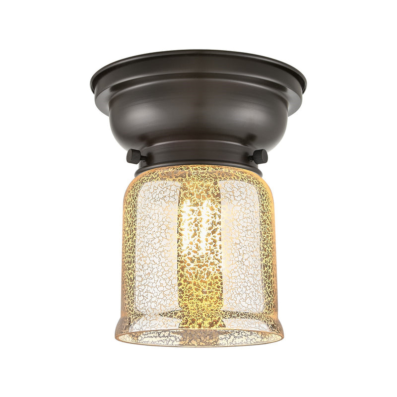 Innovations Bell 5in 1-Light Flush Mount | Traditional Farmhouse Oil Rubbed Bronze Steel and Silver Plated Mercury Glass | Entryway | Model 623-1F-OB-G58