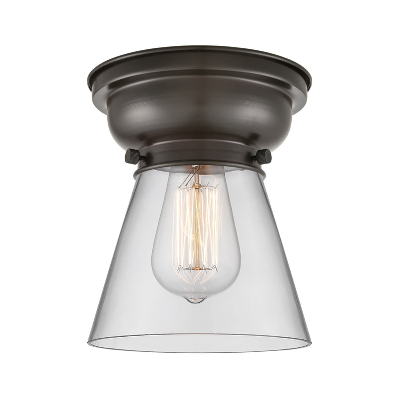 Innovations Cone 6.25in 1-Light Flush Mount | Industrial Oil Rubbed Bronze Steel and Clear Glass | Hallway & Entryway | 6.25 x 6.25 | Model 623-1F-OB-G62