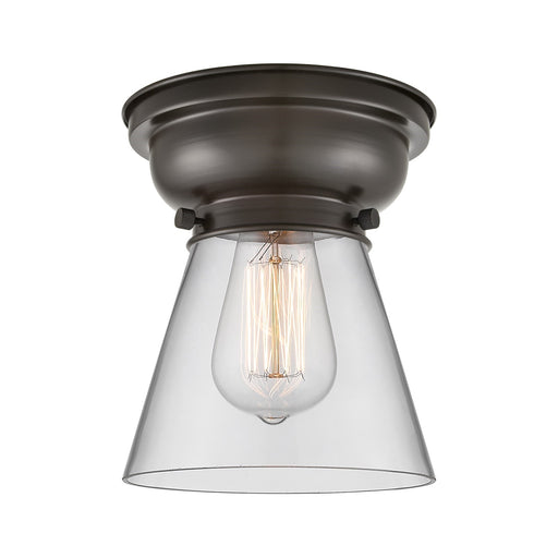 Innovations Cone 6.25in 1-Light Flush Mount | Industrial Oil Rubbed Bronze and Clear Glass | Damp Location Hallway & Bathroom | Model 623-1F-OB-G62-LED