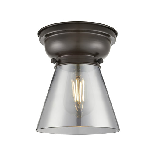 Innovations Cone 6.25in 1-Light Flush Mount | Industrial Oil Rubbed Bronze Steel and Light Smoke Glass | Bedroom & Hallway | Model 623-1F-OB-G63-LED