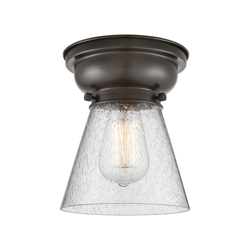 Innovations Cone 6.25in 1-Light Flush Mount | Industrial Oil Rubbed Bronze Steel and Seedy Glass | Hallway & Entryway | 6.25 x 6.25 | Model 623-1F-OB-G64