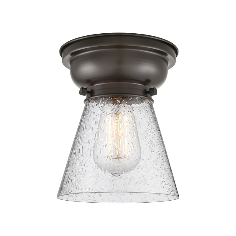 Innovations Cone 6.25in 1-Light Flush Mount | Industrial Oil Rubbed Bronze Steel and Seedy Glass | Hallway & Entryway | 6.25 x | Model 623-1F-OB-G64-LED