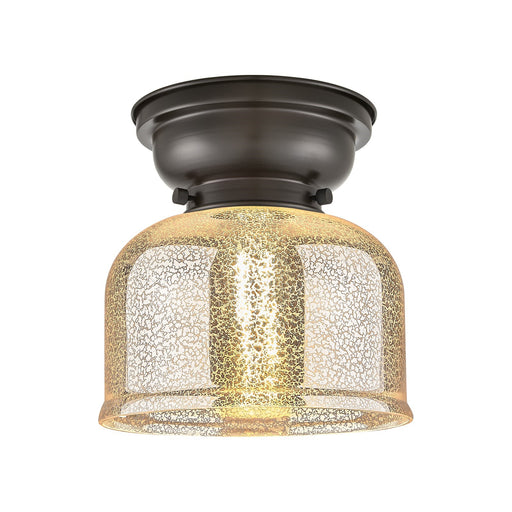 Innovations Bell 8in 1-Light Flush Mount | Traditional Farmhouse Oil Rubbed Bronze Steel and Silver Plated Mercury Glass | Entryway | Model 623-1F-OB-G78