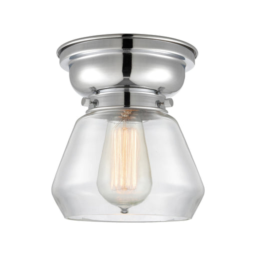 Innovations Fulton 7in 1-Light Flush Mount | Industrial Farmhouse Polished Chrome and Clear Glass | Bathroom & Hallway | 7 x 7 | Model 623-1F-PC-G172-LED